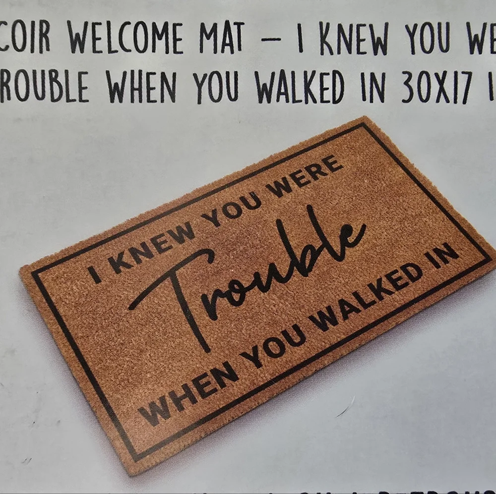 Brown Welcome Mat with Black Text
